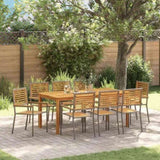 Garden Dining Set 9 pcs Grey Solid Acacia Wood 3365545