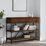 Console Table with Drawers and Shelves Brown Oak Engineered Wood 833407