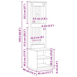 ZNTS Hall Tree SANDENS White 45x40x159.5 cm Solid Wood Pine 4010480