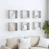 807012 Wall Cube Shelves 6 pcs Concrete Grey 30x15x30 cm