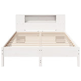 Bookcase Bed without Mattress White 150x200 cm King Solid Wood Pine 3322829