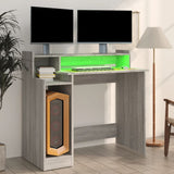 Desk with LED Lights Grey Sonoma 97x45x90 cm Engineered Wood 820476
