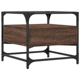 Coffee Table with Glass Top Brown Oak 50x50x45 cm Steel 846053