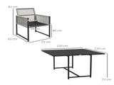 Five-Piece Metal Dining Set, with Folding Back Chairs, Light Grey T3398P320034
