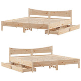 Bed Frame with Drawers 180x200 cm Super King Solid Wood Pine 3301896