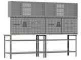 Work Bench Set 8 pcs Black and Grey Powder-Coated Steel 3321502