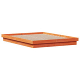 LED Bed Frame without Mattress Wax Brown 150x200 cm King Size Solid Wood 844415