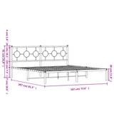 Metal Bed Frame without Mattress with Headboard Black 180x200cm 376230