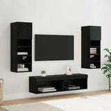 TV Wall Unit Wall-mounted 6 pcs Black Oak Engineered Wood 3402931