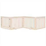 Dog Gate with Door Foldable 4 Panels 320 cm Poplar Wood 352241
