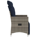Reclining Garden Chairs 2 pcs with Cushions Grey Poly Rattan 365670