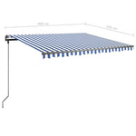 ZNTS Freestanding Manual Retractable Awning 400x350 cm Blue/White 3069816