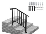 Matte Black Outdoor 2-Step Iron Handrail 88454431