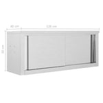 ZNTS Kitchen Wall Cabinet with Sliding Doors 120x40x50 cm Stainless Steel 51053