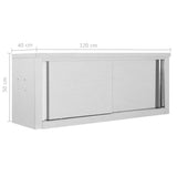 ZNTS Kitchen Wall Cabinet with Sliding Doors 120x40x50 cm Stainless Steel 51053