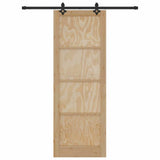 Sliding Door Natural and Black 83 x 232 cm Solid Pine Wood 3333508