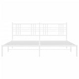 Metal Bed Frame without Mattress with Headboard White 193x203cm 376379