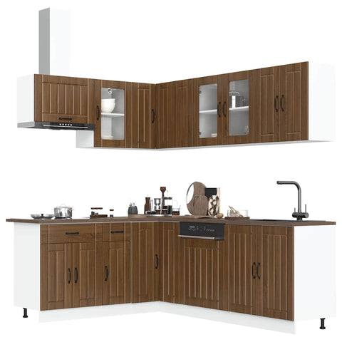 ZNTS 11 Piece Kitchen Cabinet Set Lucca Brown Oak Engineered Wood 3314898