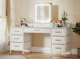 Multi-Storage Elegant Dressing Table, with LED Mirror - White T3398P552682