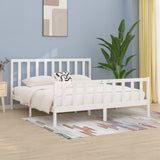 Bed Frame without Mattress White 200x200 cm Solid Wood 3106854