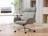 Office Chair with Adjustable Headrest, Spring Pack, Curved Line, Boucle Fabric - Charcoal Grey T3398P555835