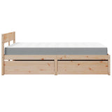 Bed with Drawers and Mattress 140x190 cm Solid Wood Pine 3281910