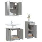 3 Piece Bathroom Cabinet Set Grey Sonoma Engineered Wood 3115874