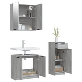 ZNTS 3 Piece Bathroom Cabinet Set Grey Sonoma Engineered Wood 3115874