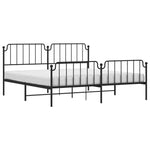 ZNTS Metal Bed Frame with Headboard and Footboard Black 200x200 cm 373912