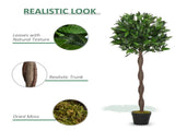 Artificial Bay Laurel Topiary Trees w/ Pot Fake, Set Of 2 120cm/4FT Indoor Greenery Plant Home T3398P344457