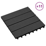 11 pcs Decking Tiles WPC 30x30 cm 1 sqm Black 45023