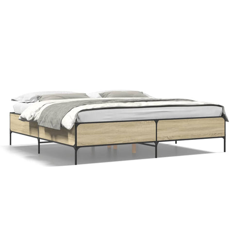 ZNTS Bed Frame Sonoma Oak 180x200 cm Super King Engineered Wood and Metal 3279783