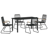 Garden Dining Set 5 pcs Black Powder-Coated Steel 3379172