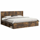 Bed Frame with Storage and Headboard Smoked Oak 200 x 200 cm 3413817