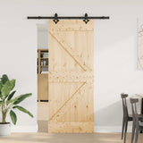 Sliding Door with Hardware Set 85x210 cm Solid Wood Pine 3332629