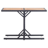 Garden Table Black Solid Acacia Wood and Poly Rattan 46456