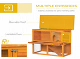 Rabbit Hutch Outdoor Guinea Pig Hutch Wooden Pet Cage Run 2-Tier with Opening Top, 90 x 45 x 80cm T3398P350018
