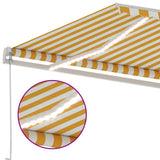 Manual Retractable Awning with LED 450x300 cm Yellow and White 3069563