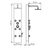 Shower Panel Unit Glass 25x44.6x130 cm Black 142993