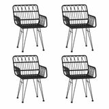 5 Piece Garden Dining Set Black Poly Rattan 3157867