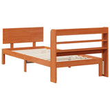 Bed Frame with Headboard 2 pcs Wax Brown Solid Pine Wood 3422755