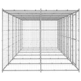 Outdoor Dog Kennel Galvanised Steel with Roof 14.52 m 3082275