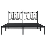 Metal Bed Frame without Mattress with Headboard Black 150x200cm 376130