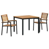 Garden Dining Set 3 pcs Black Solid Acacia Wood 3284397