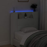 Storage Headboard with LED White Engineered Wood 3418645