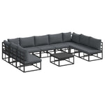 Garden Sofa Set with Cushion Black Aluminium 3378901