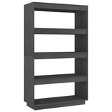 Book Cabinet/Room Divider Grey 80x35x135 cm Solid Wood Pine 810891