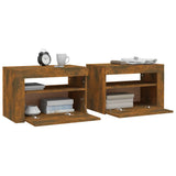 Bedside Cabinets 2 pcs with LEDs Smoked Oak 60x35x40 cm 3144972