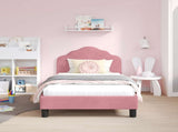 Children's Bed Frame with Headboard Pink 80 x 160 cm Velvet 42010939