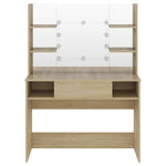Makeup Table with LED Lights 100x40x135 cm MDF Oak 331545